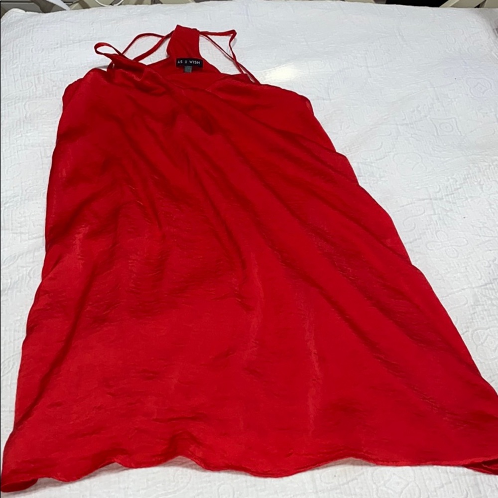 red silky dress